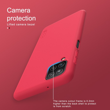 Чехол NILLKIN Frosted Shield Concave-convex на Samsung Galaxy A12 - красный