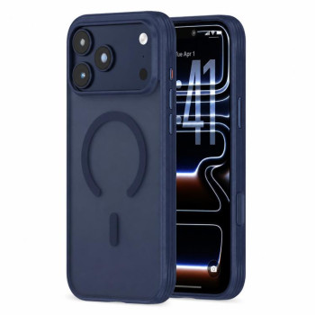 Противоударный магнитный чехол Escase с нескользящим покрытием на iPhone 18 Pro Max — тёмно-синий