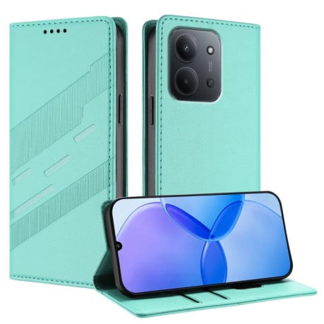 Чехол-книжка Embossed Multi-functional Wallet Retro Leather на Xiaomi Redmi 15C 5G / 4G EU 173mm - зеленый