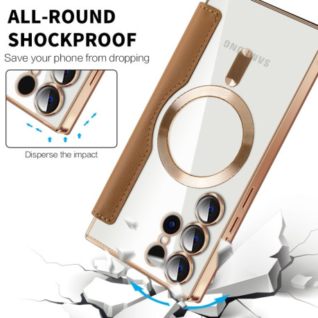 Чохол-книжка Shield MagSafe RFID Anti-theft Leather для Samsung Galaxy S25 Ultra 5G - коричневий