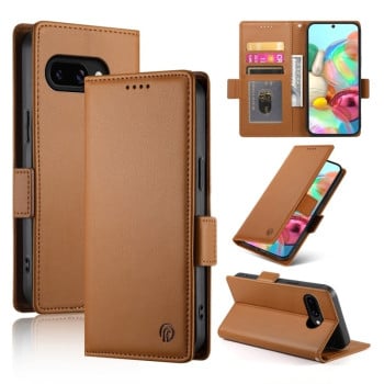 Чохол-книжка Side Buckle Magnetic Frosted Leather для Google Pixel 9a - коричневий