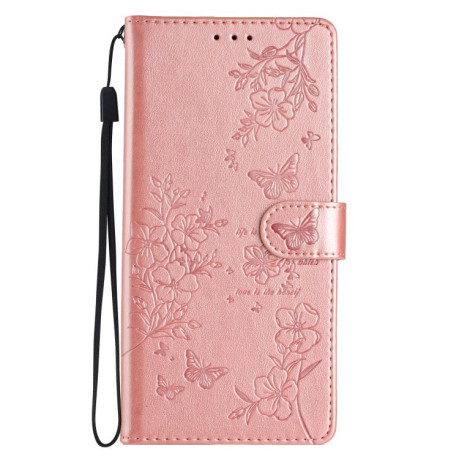 Чохол-книжка Butterflies and Flowers Leather для OnePlus 13 - золото