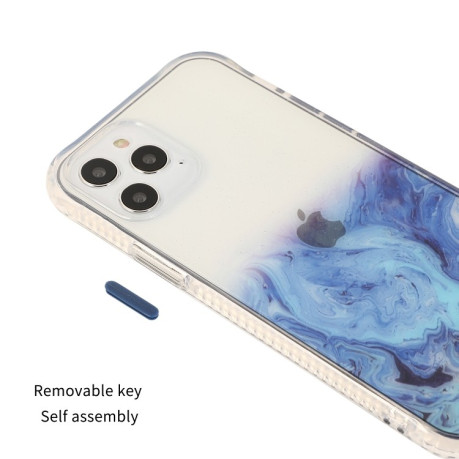 Противоударный чехол Marble Pattern Glittery Powder на iPhone 12 Pro Max - прозрачно-фиолетовый