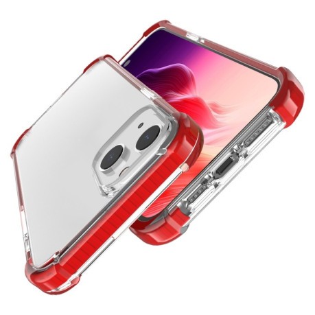 Протиударний акриловий чохол Four-corner на iPhone 15 Plus -прозоро-червоний