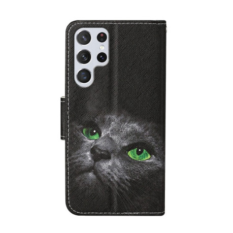 Чехол-книжка Colored Drawing Pattern для Samsung Galaxy S23 Ultra 5G - Black Cat