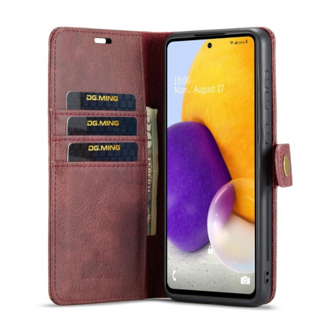 Кожаный чехол-книжка DG.MING Crazy Horse Texture на Samsung Galaxy A73 5G - красный