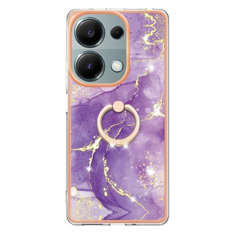 Чехол Electroplating with Ring Holder для Xiaomi Redmi Note 14S/ 13 Pro 4G / POCO M6 Pro 4G- фиолетовый