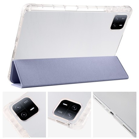 Чехол-книжка 3-fold Clear TPU Smart Leather для Xiaomi Pad 7 / 7 Pro - фиолетовый