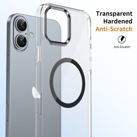 Противоударный чехол Ice Feel HD Transparent MagSafe PC для iPhone 16 Plus - черный