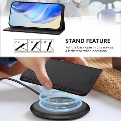 Чохол-книжка RC01 Dual-Folded Magnetic Suction RFID Leather на Infinix Note 60 / 60 Pro — чорний
