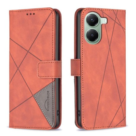 Чехол-книжка Rhombus Texture для Xiaomi Poco X7 Pro - коричневый