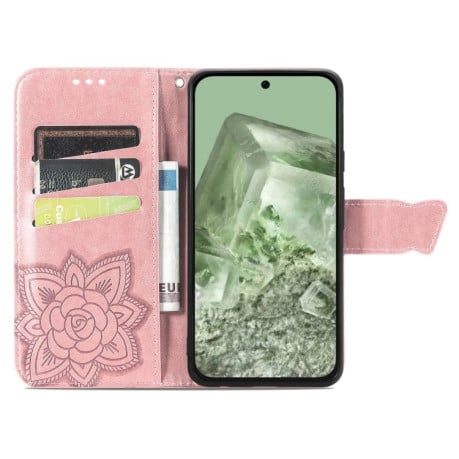 Чохол-книжка Butterfly Love Flower Embossed для Google Pixel 8a - рожеве золото
