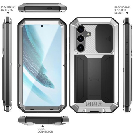 Протиударний чохол R-JUST Sliding  для Samsung Galaxy S25+ 5G - сріблястий