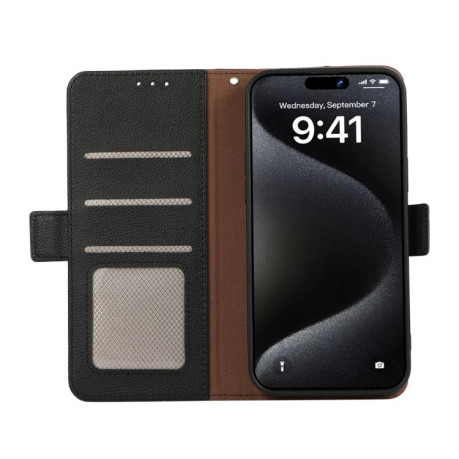 Шкіряний чохол-книжка KHAZNEH Genuine Leather RFID для Xiaomi Poco X7 Pro - чорний