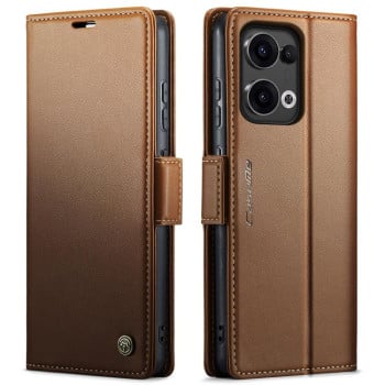 Чехол-книжка CaseMe 023 Butterfly Buckle Litchi Texture RFID Anti-theft Leather для OPPO Reno13 - коричневый