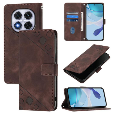 Чохол-книжка Skin-feel Embossed для Xiaomi Redmi Note 14 Pro 5G/Poco X7 - коричневий
