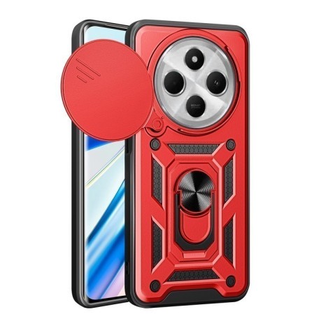 Противоударный чехол Camera Sliding для Xiaomi Redmi 14C 4G/Poco C75/Redmi A4 5G - красный
