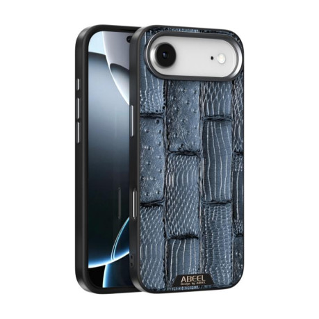 Ультратонкий чохол ABEEL Beast Pattern 6D Micro-Embossed MagSafe Genuine Leather на iPhone Air - синій