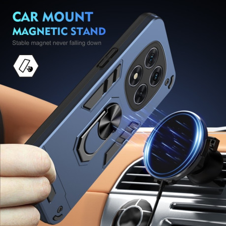 Ударозащитный чехол Metal Ring Holder для Xiaomi Redmi Note 14 Pro 5G/Poco X7 - синий
