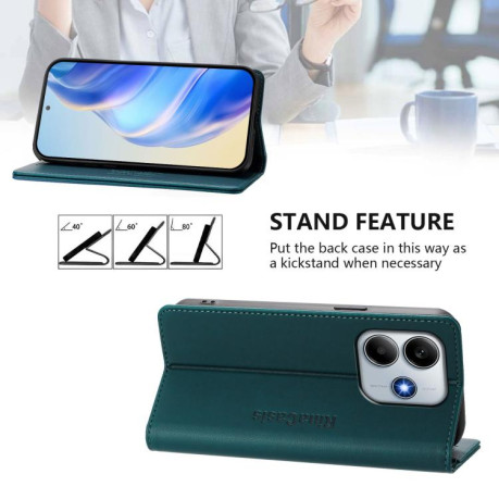 Чохол-книжка RC01 Dual-Folded Magnetic Suction RFID Leather на Xiaomi Poco M7 Pro 5G - зелений