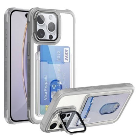 Противоударный чехол Card Bag Holder Acrylic Hybrid для iPhone 16 Pro Max - белый