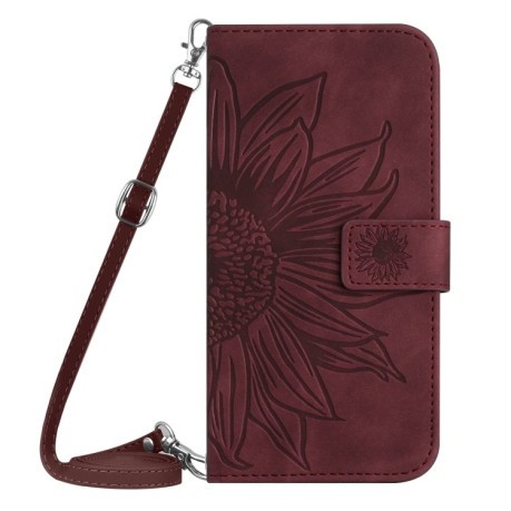 Чохол-книжка Skin Feel Sun Flower для OPPO A58 5G/A78 5G - винно-червоний