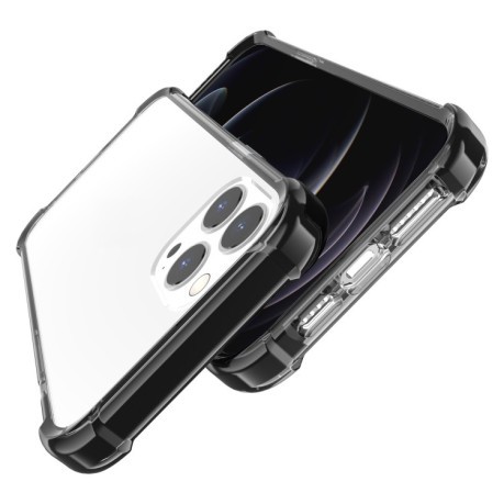 Противоударный акриловый чехол Four-corner на iPhone 13 Pro Max - черно-прозрачный