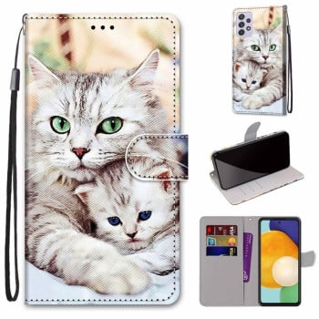 Чехол-книжка Coloured Drawing Cross для Samsung Galaxy A33 5G - Big Cat Hugging Kitten