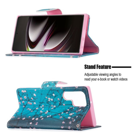 Чехол-книжка Colored Drawing Series на Samsung Galaxy S22 Ultra 5G - Plum Blossom