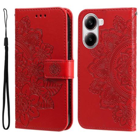 Чехол-книжка 7-petal Flowers Embossing для Redmi Turbo 4 / Xiaomi Poco X7 Pro - красный