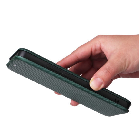 Чехол-книжка Carbon Fiber Texture на Xiaomi Redmi Note 13 4G - зеленый