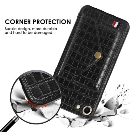 Чехол Crocodile Pattern Shatter-resistant на iPhone SE 3/2 2022/2020/7/8 - черный