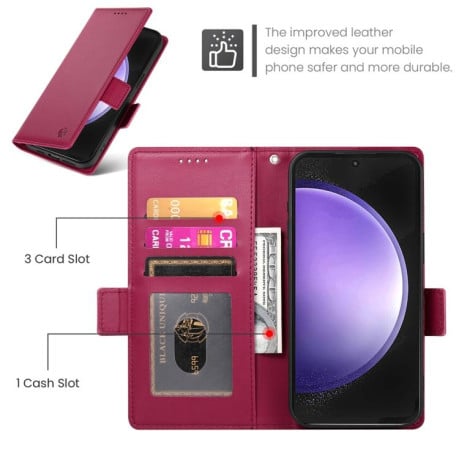Чохол-книжка Side Buckle з магнітною застібкою та матовою шкірою на Samsung Galaxy S25 FE 5G - винно-червоний