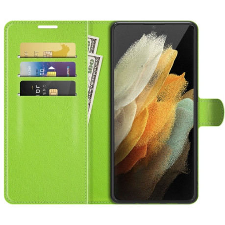 Чехол-книжка Litchi Texture на Samsung Galaxy S22 Ultra 5G - зеленый