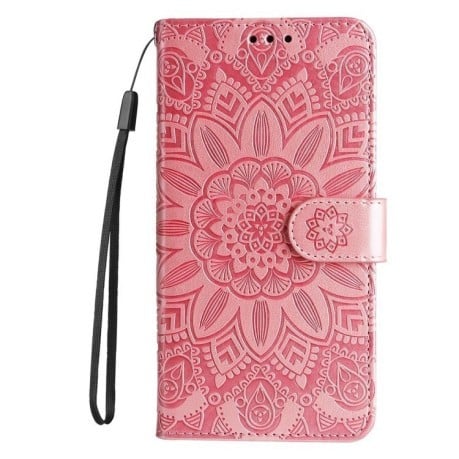 Чехол-книжка Embossed Sunflower для Xiaomi 14T Pro - розовый