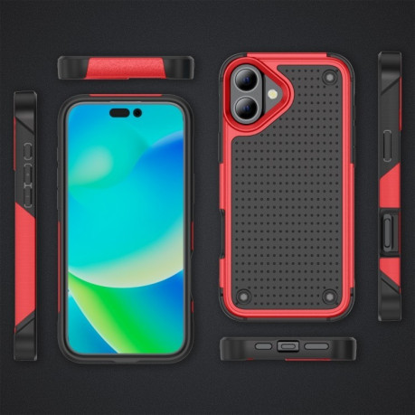 Противоударный чехол PC + TPU Shockproof Protective для  iPhone 16 - Red+Black