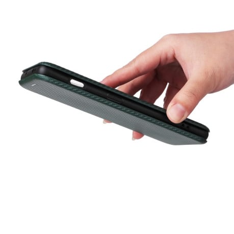 Чехол-книжка Carbon Fiber Texture на OnePlus 11R / Ace 2 - зеленый