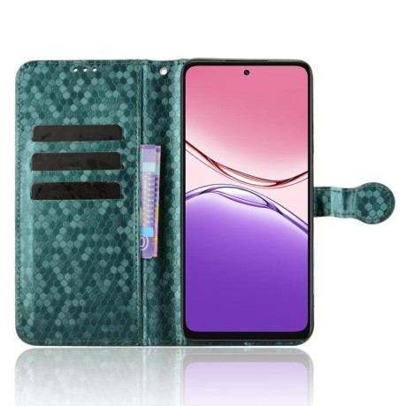Чехол-книжка с фактурой Honeycomb Dot и магнитным хлястиком на OPPO A5x 5G / 4G Global - зеленый