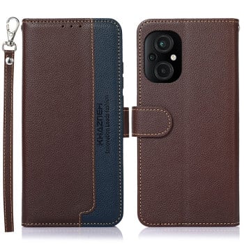 Чехол-книжка KHAZNEH Litchi Texture для Xiaomi Poco M5 5G / 4G  - коричневый
