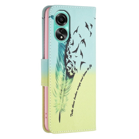 Чехол-книжка Colored Drawing Pattern для OPPO A78 4G - Feather