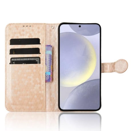 Чохол-книжка з фактурою Honeycomb Dot та магнітним хлястиком на Samsung Galaxy S25 FE 5G - золотий