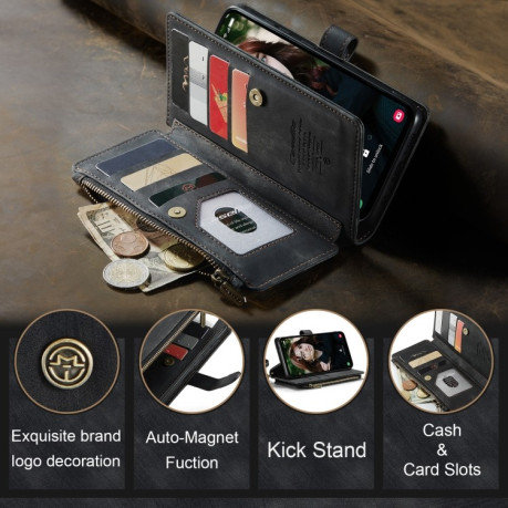 Кожаный чехол-кошелек CaseMe-C30 для Samsung Galaxy S23 FE - черный