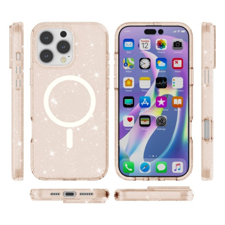 Протиударний чохол Terminator Style Glitter Powder MagSafe Magnetic для iPhone 16 Pro Max - золотий