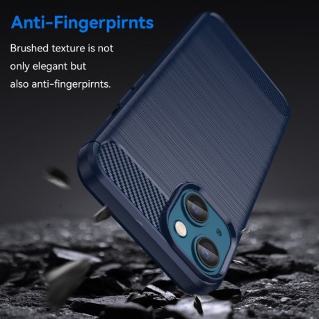Чохол Brushed Texture Carbon Fiber на iPhone 14 Plus - синій