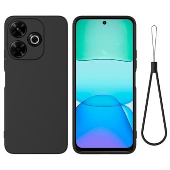 Силиконовый чехол Solid Color Liquid Silicone на Xiaomi Poco M6 4G - черный