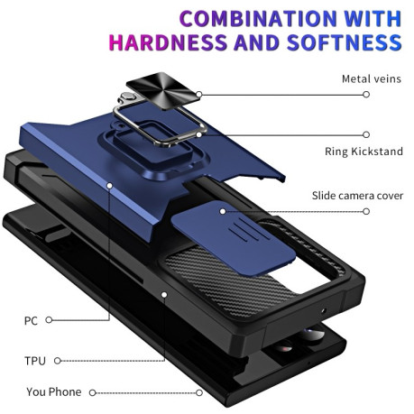 Противоударный чехол Sliding Camera Design для Samsung Galaxy S23 Ultra 5G - синий