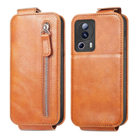 Флип-чехол Zipper Wallet Vertical для Xiaomi 13 Lite 5G - коричневый