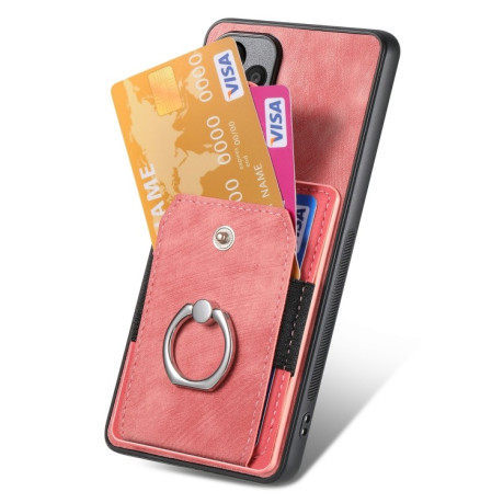 Чохол-книжка Retro Skin-feel Ring Card Wallet для Xiaomi Redmi Note 13 - рожевий