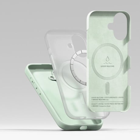 Оригинальный силиконовый чехол Ringke Silicone Magnetic с MagSafe на iPhone 17 Pro - Mint