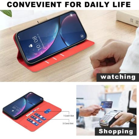 Чохол-книжка Splicing Color Hollow Flower Pattern RFID на Xiaomi Redmi Note 15 Pro 4G Global 163.2mm — червоний
